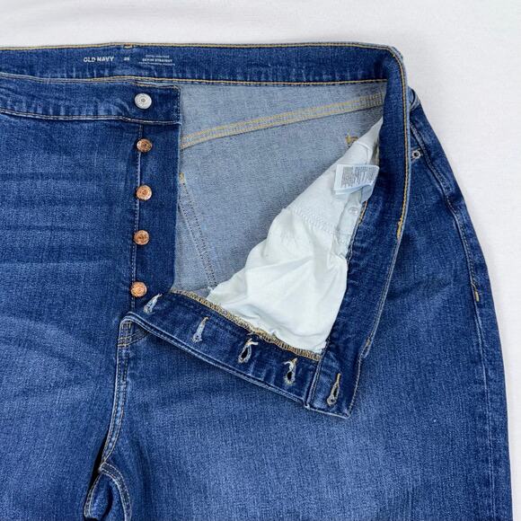 Old Navy Plus Women's Sky High Straight Jean Size 26 3X Med Blue Distressed - Picture 3 of 15
